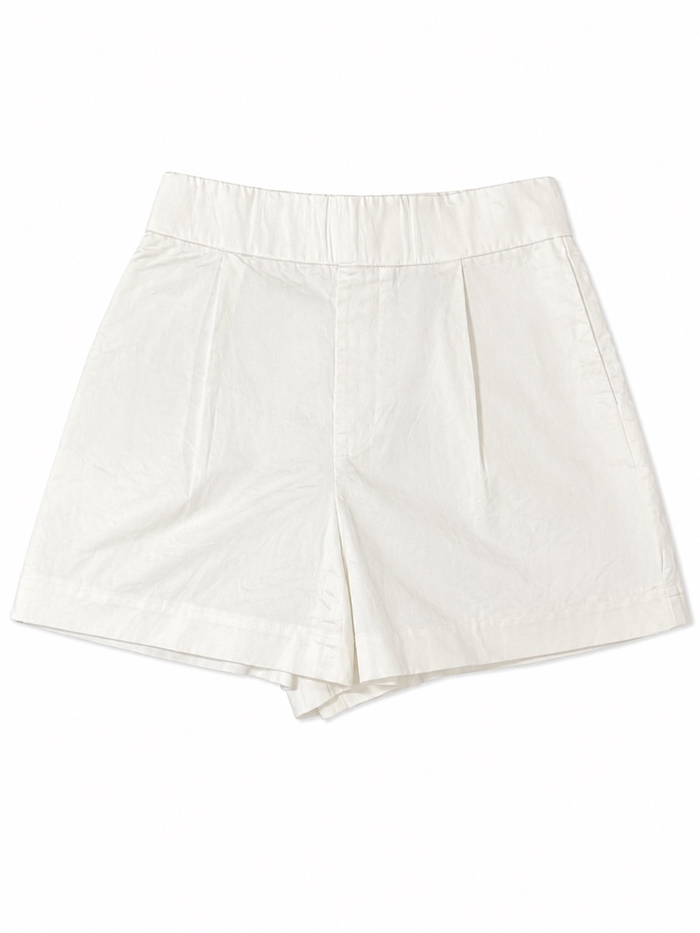 Cotton White High-Rise Pleated Shorts Coastal Resort Luxury L